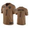 Men's Los Angeles Chargers #1 Quentin Johnston 2023 Brown Salute To Service Limited Stitched Jersey - Custom Name