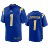 Men's Los Angeles Chargers #1 Quentin Johnston Royal Stitched Game Jersey  - Custom Name