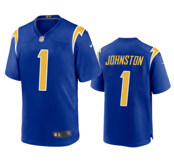 Men's Los Angeles Chargers #1 Quentin Johnston Royal Stitched Game Jersey  - Custom Name