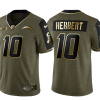Men's Los Angeles Chargers #10 Justin Herbert 2021 Olive Golden Salute To Service Limited Stitched Jersey - Custom Name