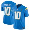 Men's Los Angeles Chargers #10 Justin Herbert Blue 2023 F.U.S.E. With 3-star C Patch And John Madden Patch Vapor Limited Stitched Football Jersey - Custom Name