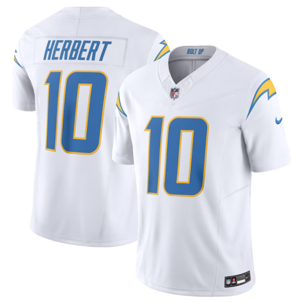 Men's Los Angeles Chargers #10 Justin Herbert White 2023 F.U.S.E. Vapor Untouchable Limited Stitched Jersey - Custom Name
