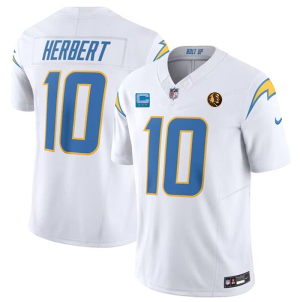 Men's Los Angeles Chargers #10 Justin Herbert White 2023 F.U.S.E. With 3-star C Patch And John Madden Patch Vapor Limited Stitched Football Jersey - Custom Name