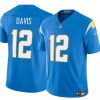 Men's Los Angeles Chargers #12 Derius Davis Blue 2024 F.U.S.E Vapor Limited Stitched Football Jersey - Custom Name