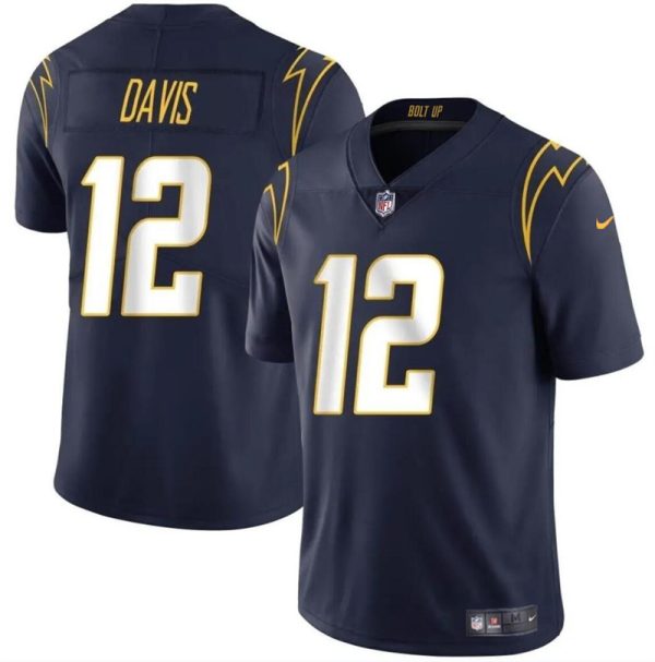 Men's Los Angeles Chargers #12 Derius Davis Navy 2024 Vapor Limited Stitched Football Jersey - Custom Name