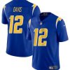 Men's Los Angeles Chargers #12 Derius Davis Royal 2024 Vapor Limited Stitched Football Jersey - Custom Name