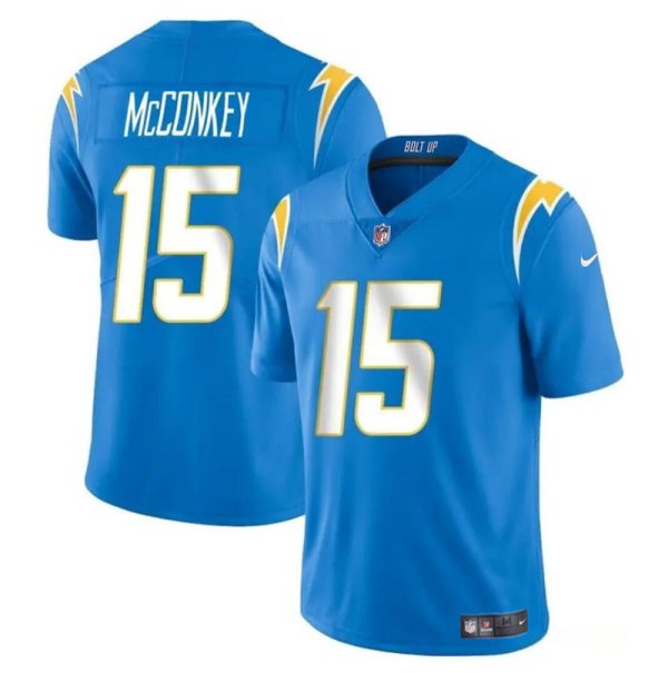 Men's Los Angeles Chargers #15 Ladd McConkey Light Blue 2024 Draft Vapor Limited Stitched Football Jersey - Custom Name