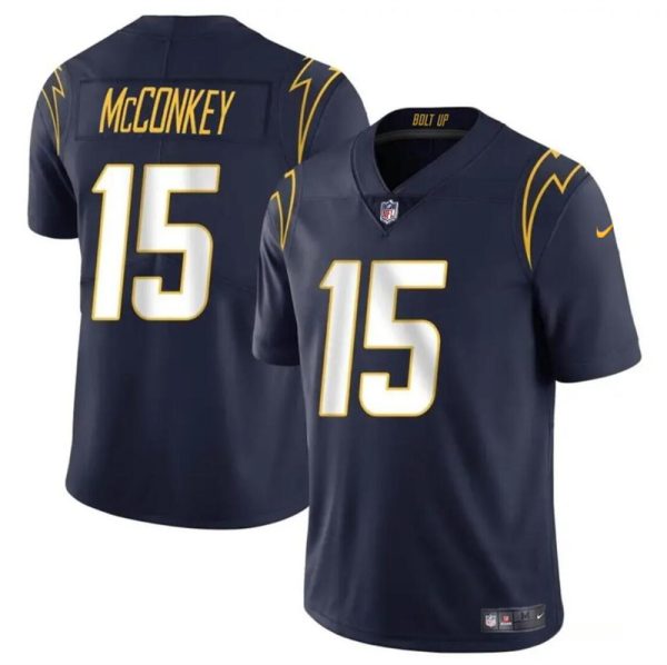 Men's Los Angeles Chargers #15 Ladd McConkey Navy 2024 Draft Vapor Limited Stitched Football Jersey - Custom Name