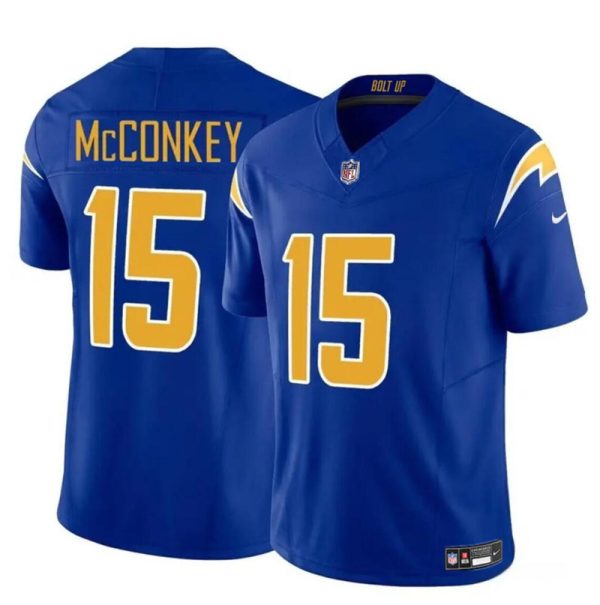 Men's Los Angeles Chargers #15 Ladd McConkey Royal 2024 F.U.S.E Draft Vapor Limited Stitched Football Jersey - Custom Name