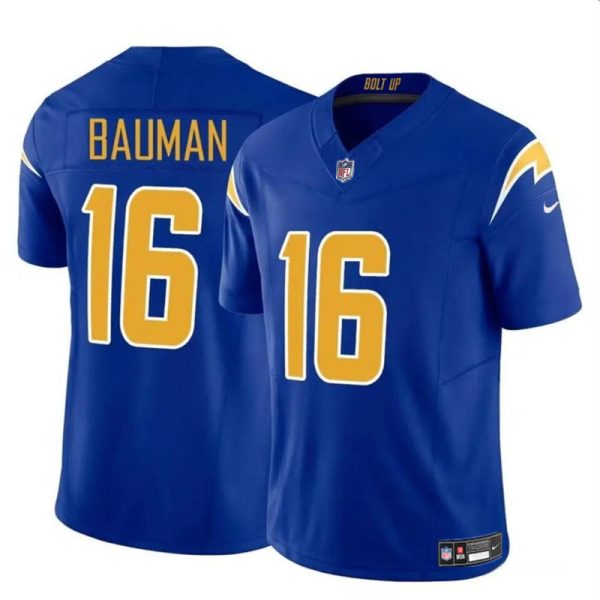 Men's Los Angeles Chargers #16 Casey Bauman Royal 2024 F.U.S.E Vapor Limited Stitched Football Jersey - Custom Name
