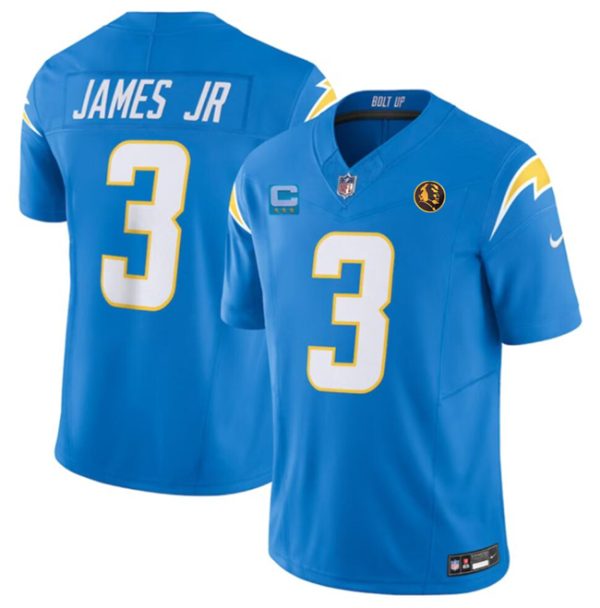 Men's Los Angeles Chargers #3 Derwin James Jr. Light Blue 2023 F.U.S.E. With John Madden Patch Vapor Limited Stitched Football Jersey - Custom Name