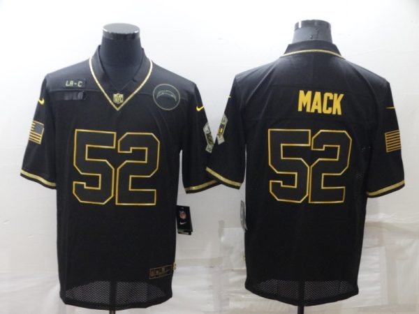 Men's Los Angeles Chargers #52 Khalil Mack Black Gold Salute To Service Limited Stitched Jersey - Custom Name