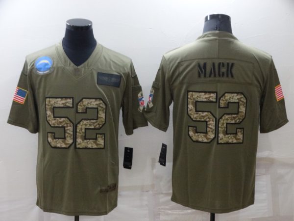 Men's Los Angeles Chargers #52 Khalil Mack Olive Camo Salute To Service Limited Stitched Jersey - Custom Name