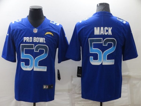 Men's Los Angeles Chargers #52 Khalil Mack Royal Pro Bowl Stitched Jersey - Custom Name
