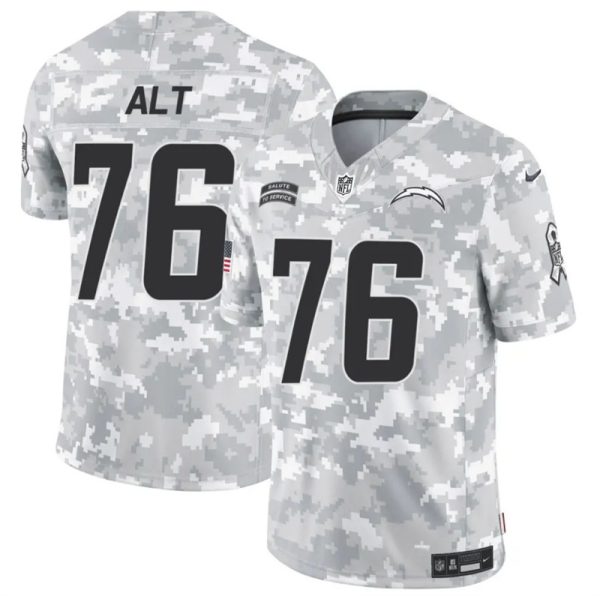 Men's Los Angeles Chargers #76 Joe Alt 2024 F.U.S.E Arctic Camo Salute to Service Limited Stitched Football Jersey - Custom Name