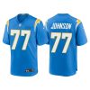 Men's Los Angeles Chargers #77 Zion Johnson Blue Limited Stitched Jersey - Custom Name