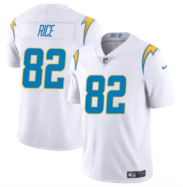 Men's Los Angeles Chargers #82 Brenden Rice White 2024 Draft Vapor Limited Stitched Football Jersey - Custom Name