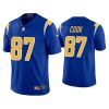 Men's Los Angeles Chargers #87 Jared Cook 2021 Royal Vapor Untouchable Limited Stitched Jersey - Custom Name