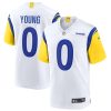 Men's Los Angeles Rams #0 PByron Young White Stitched Game Jersey  - Custom Name