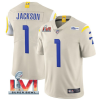 Men's Los Angeles Rams #1 DeSean Jackson 2022 Bone Super Bowl LVI Vapor Limited Stitched Jersey - Custom Name