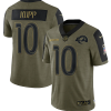 Men's Los Angeles Rams #10 Cooper Kupp 2021 Olive Salute To Service Limited Stitched Jersey - Custom Name