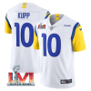 Men's Los Angeles Rams #10 Cooper Kupp 2022 White Super Bowl LVI Vapor Limited Stitched Jersey - Custom Name