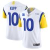Men's Los Angeles Rams #10 Cooper Kupp 2022 White With 3-Star C Patch Vapor Limited Stitched Jersey - Custom Name