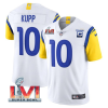 Men's Los Angeles Rams #10 Cooper Kupp 2022 White With C Patch Super Bowl LVI Vapor Limited Jersey - Custom Name
