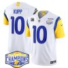 Men's Los Angeles Rams #10 Cooper Kupp White 2024 NFC West Champions With 4-Star C Patch F.U.S.E. Vapor Untouchable Stitched Football Jersey - Custom Name