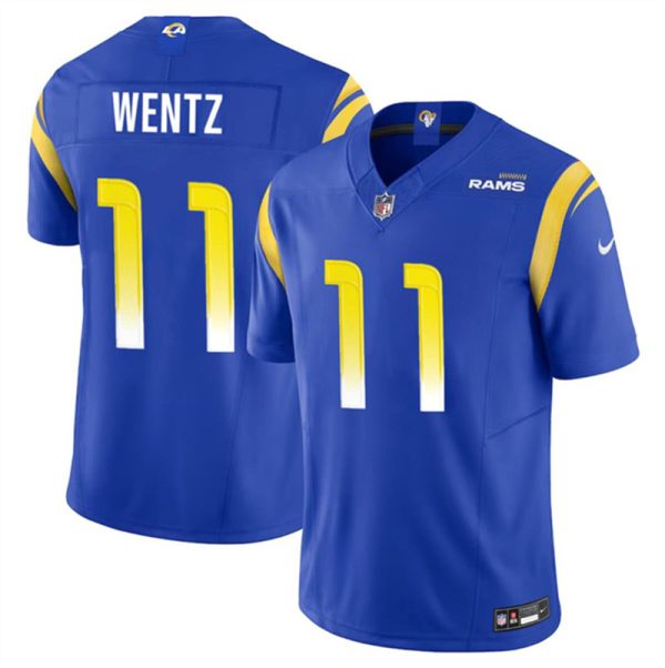 Men's Los Angeles Rams #11 Carson Wentz Blue 2023 F.U.S.E. Vapor Untouchable Stitched Football Jersey - Custom Name
