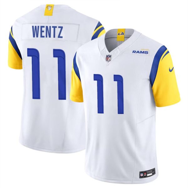 Men's Los Angeles Rams #11 Carson Wentz White 2023 F.U.S.E. Vapor Untouchable Stitched Football Jersey - Custom Name