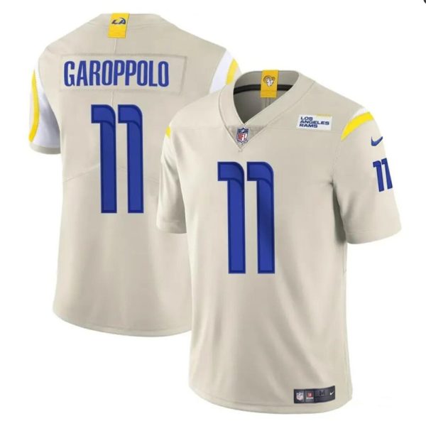 Men's Los Angeles Rams #11 Jimmy Garoppolo Bone Vapor Untouchable Stitched Football Jersey - Custom Name