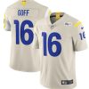 Men's Los Angeles Rams #16 Jared Goff 2020 Bone Vapor Limited Stitched NFL Jersey - Custom Name