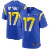 Men's Los Angeles Rams #17 Baker Mayfield Royal Stitched Game Jersey - Custom Name