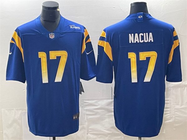 Men's Los Angeles Rams #17 Puka Nacua Blue Vapor Untouchable Limited Stitched Jersey - Custom Name