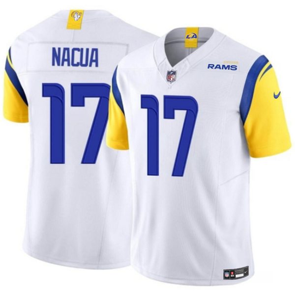 Men's Los Angeles Rams #17 Puka Nacua White 2023 F.U.S.E. Vapor Untouchable Stitched Football Jersey - Custom Name