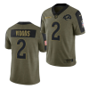 Men's Los Angeles Rams #2 Robert Woods 2021 Olive Salute To Service Limited Stitched Jersey - Custom Name
