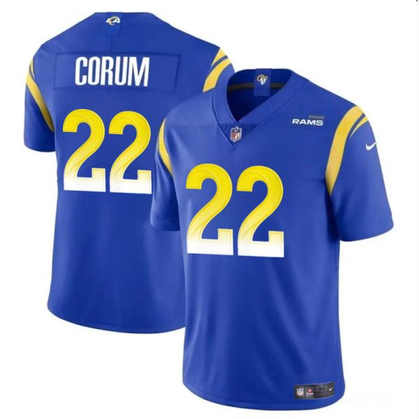 Men's Los Angeles Rams #22 Blake Corum Blue 2024 Draft Vapor Untouchable Stitched Football Jersey - Custom Name