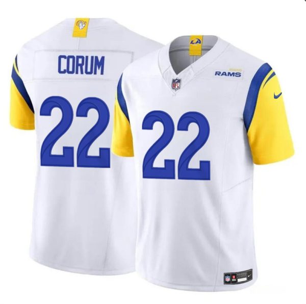 Men's Los Angeles Rams #22 Blake Corum White 2024 Draft F.U.S.E Vapor Untouchable Stitched Football Jersey - Custom Name