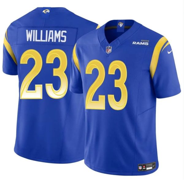Men's Los Angeles Rams #23 Kyren Williams Blue 2024 Vapor Untouchable Stitched Football Jersey - Custom Name