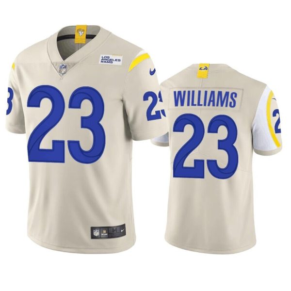 Men's Los Angeles Rams #23 Kyren Williams Bone Vapor Limited Stitched Football Jersey  - Custom Name