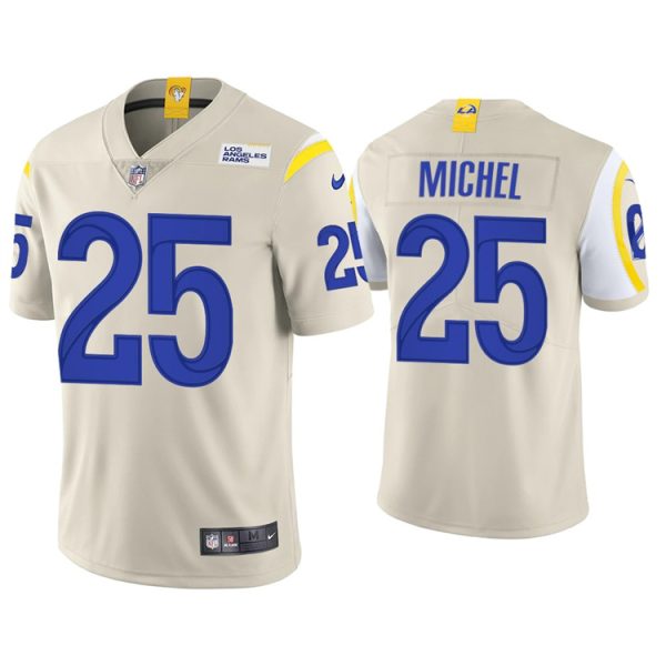 Men's Los Angeles Rams #25 Sony Michel 2021 Bone Vapor Untouchable Limited Stitched Football Jersey - Custom Name