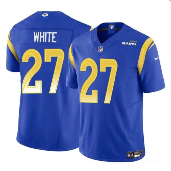 Men's Los Angeles Rams #27 Tre'Davious White Blue 2024 F.U.S.E. Vapor Untouchable Stitched Football Jersey - Custom Name
