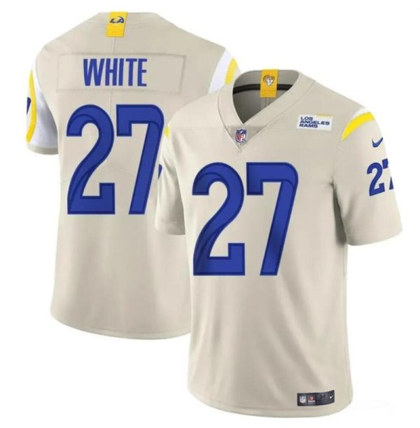 Men's Los Angeles Rams #27 Tre'Davious White Bone Vapor Untouchable Stitched Football Jersey - Custom Name