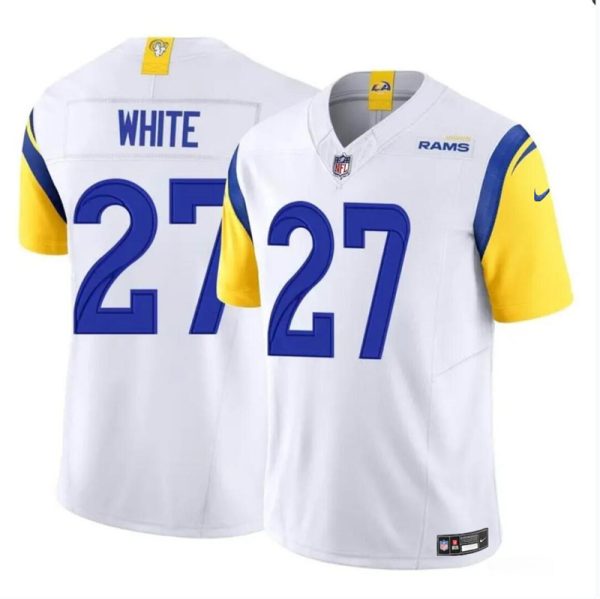 Men's Los Angeles Rams #27 Tre'Davious White White 2024 F.U.S.E. Vapor Untouchable Stitched Football Jersey - Custom Name
