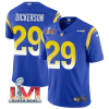 Men's Los Angeles Rams #29 Eric Dickerson 2022 Royal Super Bowl LVI Vapor Limited Stitched Jersey - Custom Name