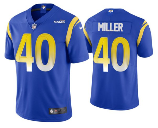 Men's Los Angeles Rams #40 Von Miller 2021 Royal Vapor Untouchable Limited Stitched Football Jersey - Custom Name