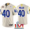 Men's Los Angeles Rams #40 Von Miller 2022 Bone Super Bowl LVI Vapor Limited Stitched Jersey- Custom Name