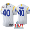 Men's Los Angeles Rams #40 Von Miller 2022 White Super Bowl LVI Vapor Limited Stitched Jersey - Custom Name