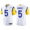 Men's Los Angeles Rams #5 Jalen Ramsey 2021 White Vapor Untouchable Limited Alternate Stitched Jersey - Custom Name